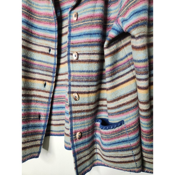 CLC Vintage Wool Striped Button Front Jacket Colorful‎ Cardigan Sweater S - Picture 2 of 5